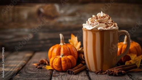 pumpkin pie with autumn leaves