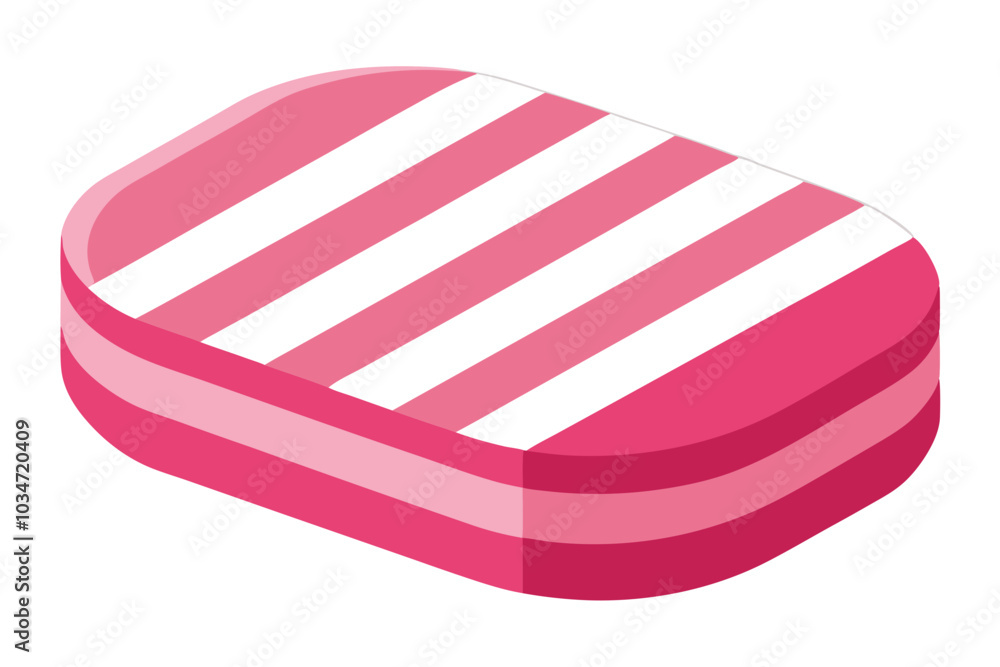 Closeup view of pink soap with white stripes on the white Closeup view of pink soap with white stripes on the white