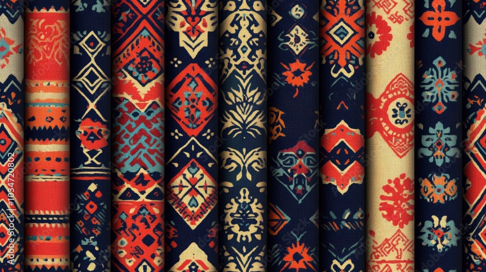Ethnic ikat patterns featuring geometric native tribal designs boho motifs Aztec inspired textiles mandalas and floral elements Ethnic ikat patterns featuring geometric native tribal designs boho motifs Aztec inspired textiles mandalas and floral elements