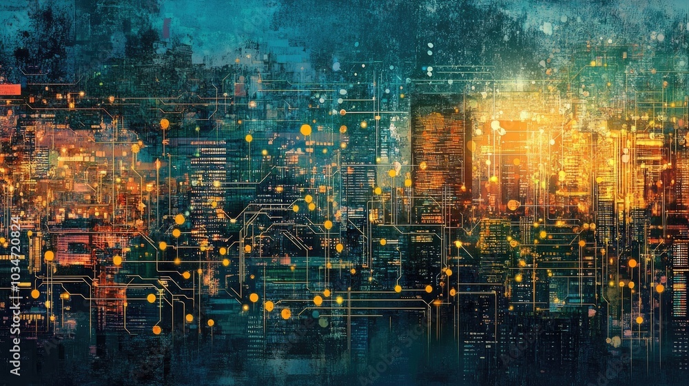 Fototapeta premium Connecting Technologies A Mixed Media Approach