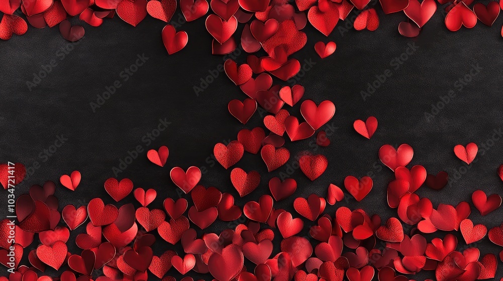 Horizontal seamless banner featuring cascading red hearts Horizontal seamless banner featuring cascading red hearts