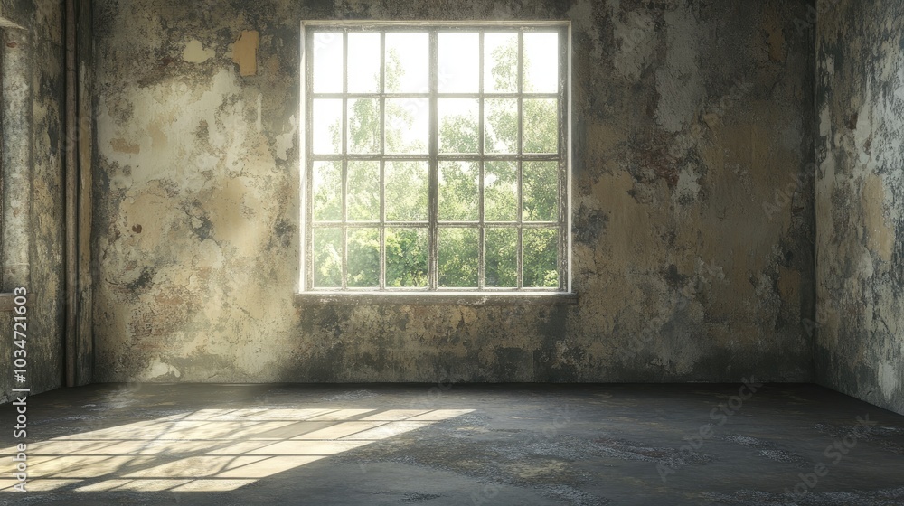Empty interior space with a window 3D rendering Empty interior space with a window 3D rendering
