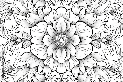 Coloring book illustration of Floral Texture with Vintage Elements