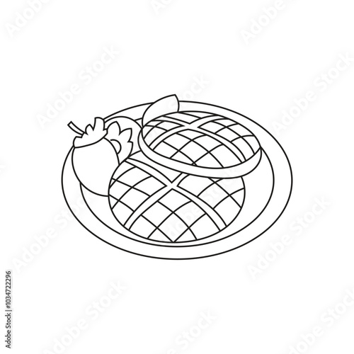 Illustratiok waffle line art sketch with blank background