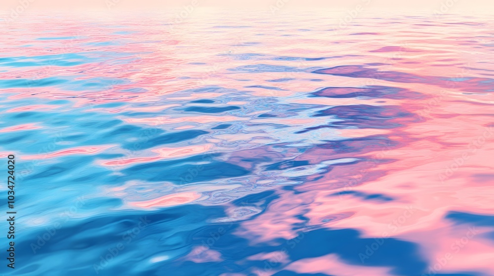 Soft hues of blue and pink reflecting on a smooth surface with gentle ripples symbolizing tranquility Soft hues of blue and pink reflecting on a smooth surface with gentle ripples symbolizing tranquility