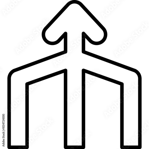 teamwork, vision, target, goals icon. Black outline icon of three arrows merging into one, symbolizing convergence or unification