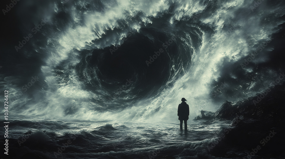 Fototapeta premium Confronting the Whirling Abyss of Nature’s Fury Unleashed
