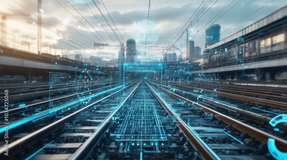 Smart railway construction incorporating AI-driven machinery and sensors for optimized project management. Smart railway construction incorporating AI-driven machinery and sensors for optimized project management.