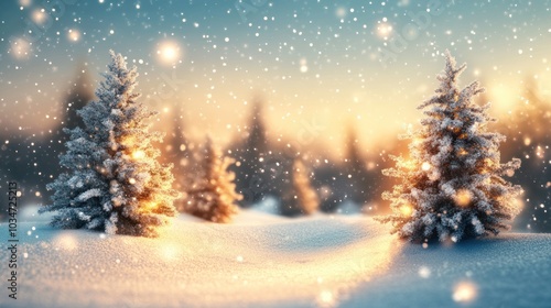 Wallpaper Mural Snowy Christmas background with softly falling snow, glowing lights, and a peaceful holiday atmosphere. Torontodigital.ca