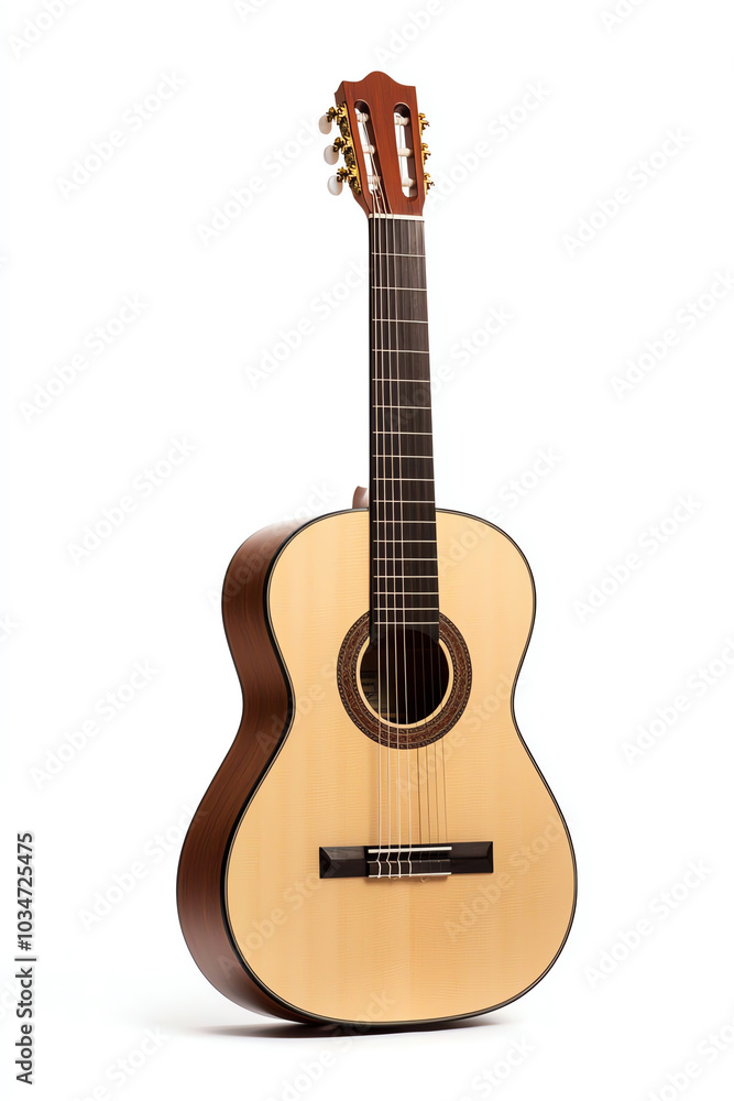 Naklejka premium Classical guitar on white isolated background