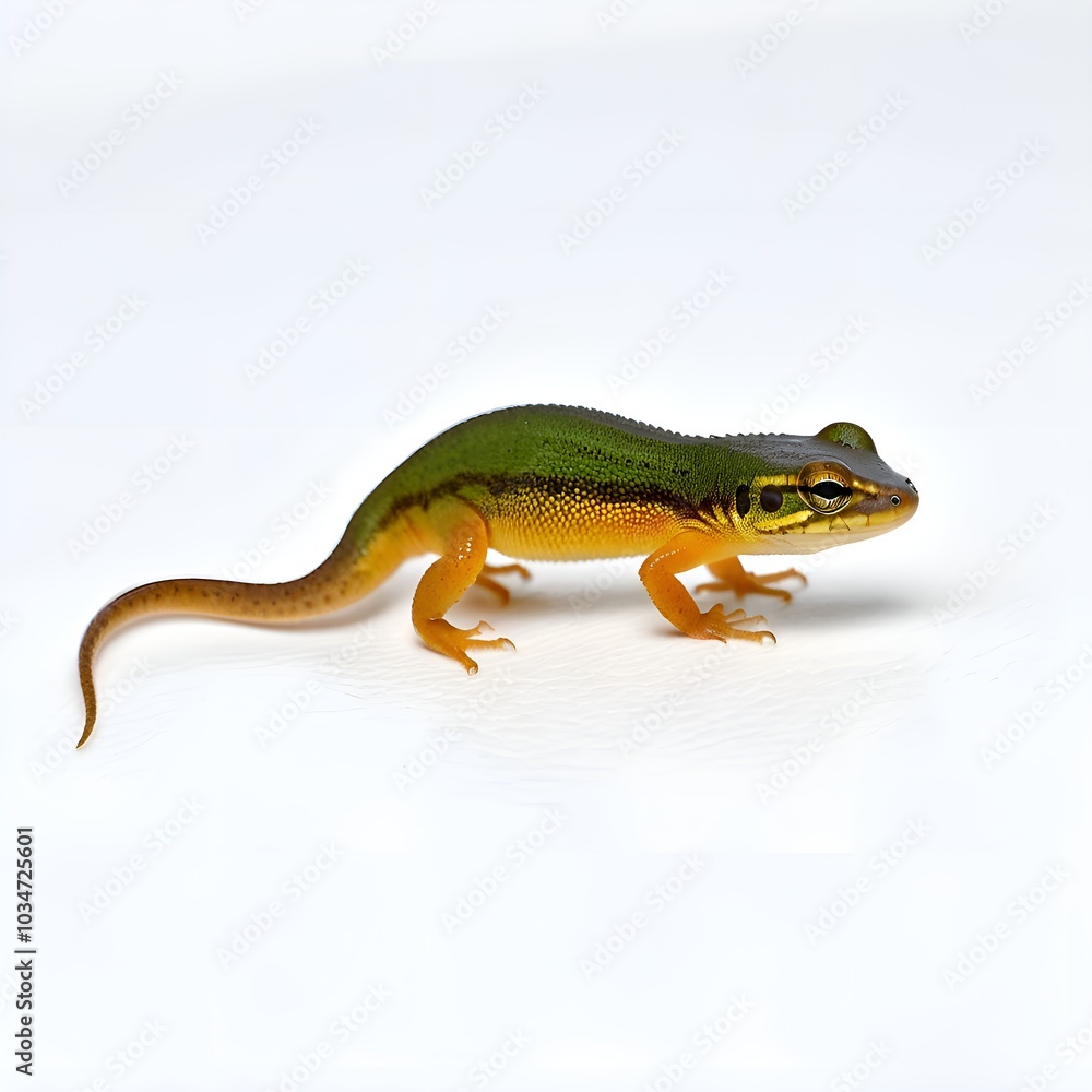 Obraz premium A newt on a white backdrop.