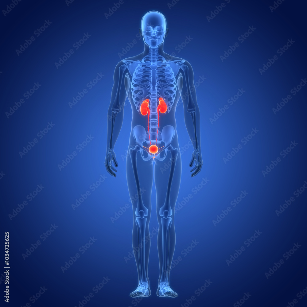 Human Urinary System Kidneys with Bladder Anatomy Human Urinary System Kidneys with Bladder Anatomy