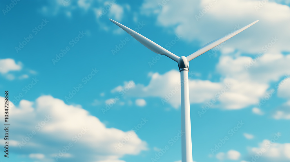 Wind turbine against a clear blue sky, showcasing renewable energy technology and sustainability in modern electricity production. Wind turbine against a clear blue sky, showcasing renewable energy technology and sustainability in modern electricity production.