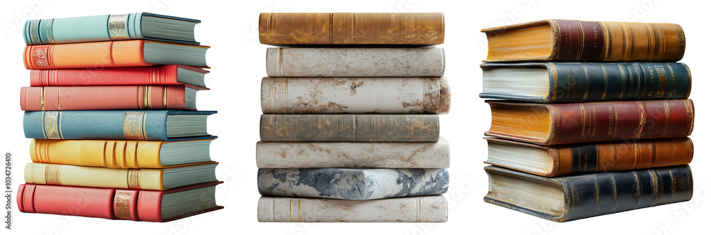 Classic Books Stacked on Transparent Background Classic Books Stacked on Transparent Background