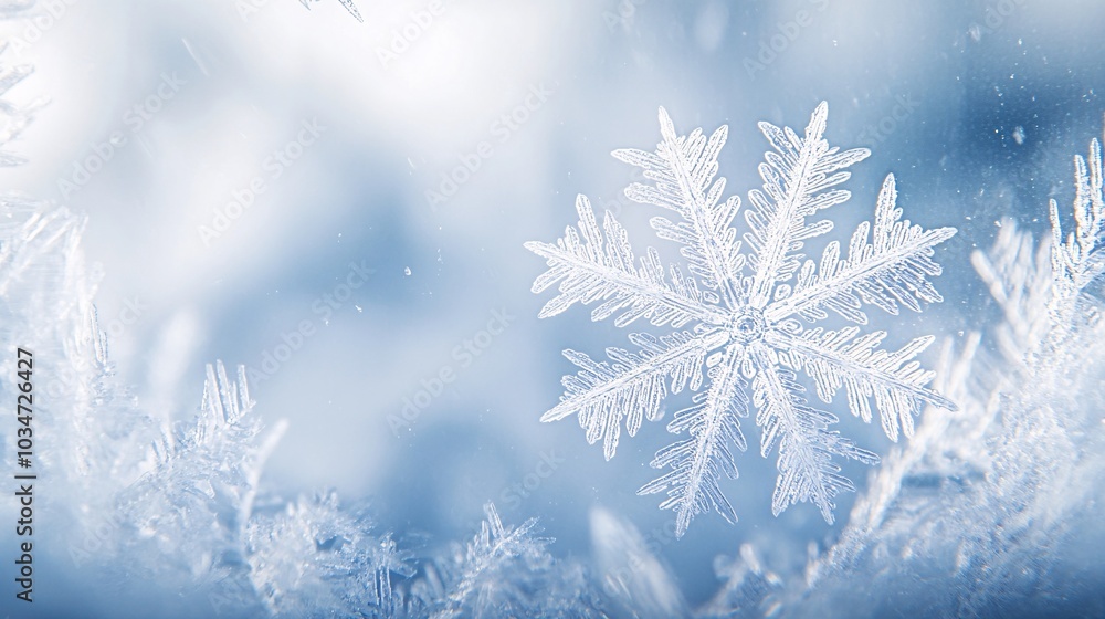 Delicate snowflakes falling gracefully against a soft blue background, creating a serene winter atmosphere that evokes peace and tranquility. Delicate snowflakes falling gracefully against a soft blue background, creating a serene winter atmosphere that evokes peace and tranquility.