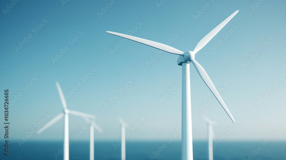 Wind turbines on the ocean shore harnessing renewable energy against a clear blue sky, symbolizing sustainability and eco-friendly technology. Wind turbines on the ocean shore harnessing renewable energy against a clear blue sky, symbolizing sustainability and eco-friendly technology.