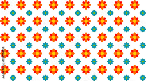 Seamless colorful flower pattern, no background