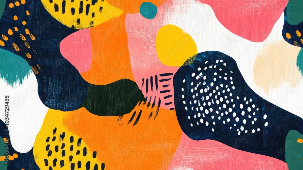 Fototapeta premium Colorful abstract shapes create a textured background Hand painted modern artwork featuring artistic patterns