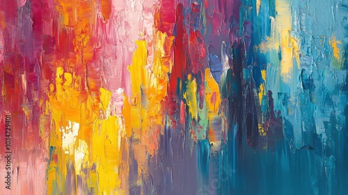 Abstract colorful oil painting on canvas.