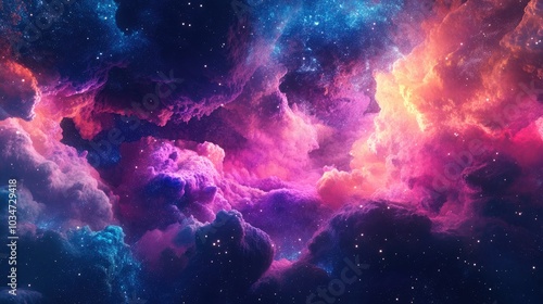 Fantasy inspired 3D abstract space landscape with captivating visual effects