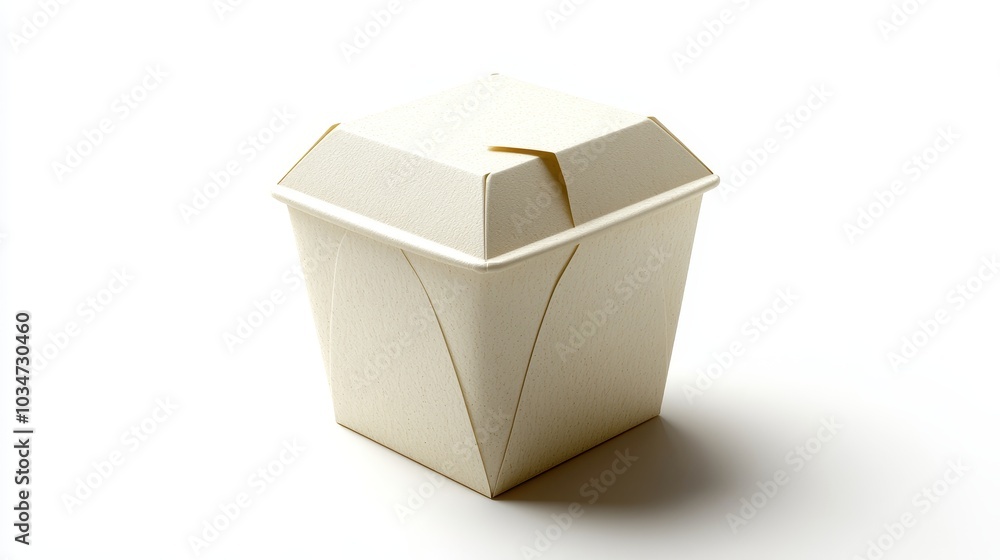 Eco-friendly bagasse takeout box, isolated on pure white, crisp edges, sharp details, light shadow for depth, perfect for food packaging designs Eco-friendly bagasse takeout box, isolated on pure white, crisp edges, sharp details, light shadow for depth, perfect for food packaging designs