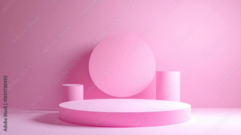 Pink Geometric Product Display with Oval and Cylinders Pink Geometric Product Display with Oval and Cylinders