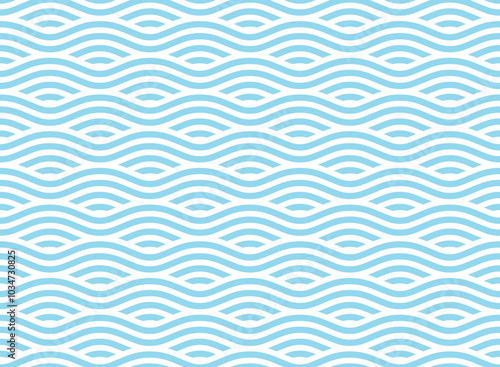 Seamless geometric pattern with light blue waves