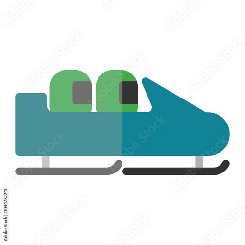Bobsleigh icon in Color Fill. Flat style. Isolated on white background
