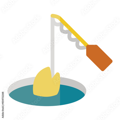 Ice fishing icon in Color Fill. Flat style. Isolated on white background