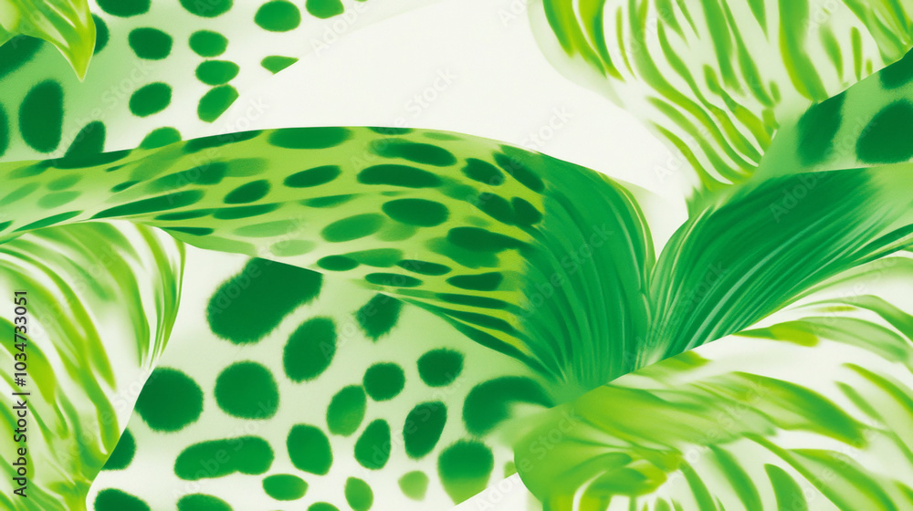 leopard animal print and plant leaves print in green black white gradient stripe spot colored seamless patchwork pattern. fashion trendy background for fabric design wallpaper leopard animal print and plant leaves print in green black white gradient stripe spot colored seamless patchwork pattern. fashion trendy background for fabric design wallpaper
