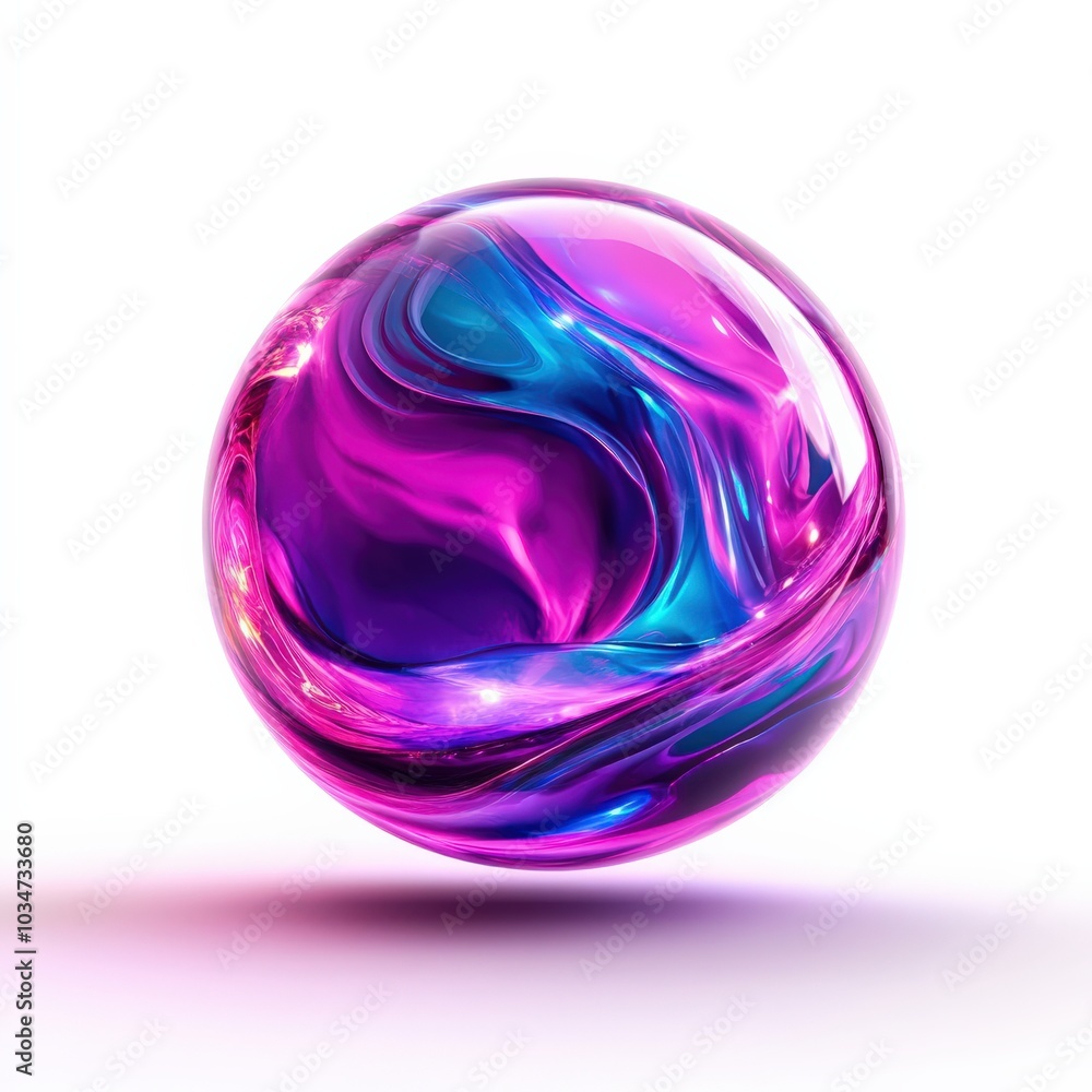 Obraz premium Colorful abstract sphere with swirling patterns, white isolated background