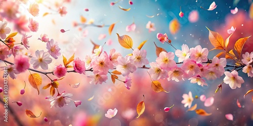 Cherry Blossom Double Exposure Photography with Realistic Petals for Fall Transitions and Looping Backgrounds