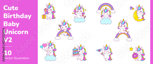 Cute Birthday Baby Unicorn 2