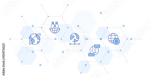 Global Banner Vector Illustration with Icon Style in Between. Line Duotone icon. Containing world, global, global day of parents, language, worldwide