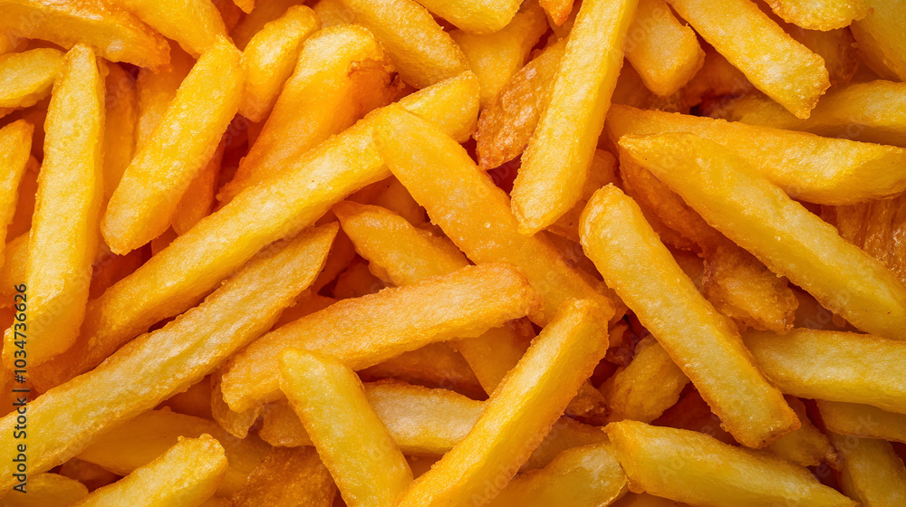 Golden crispy fries, tantalizing texture, inviting close-up, perfect for food lovers, showcasing delicious depth and detail Golden crispy fries, tantalizing texture, inviting close-up, perfect for food lovers, showcasing delicious depth and detail