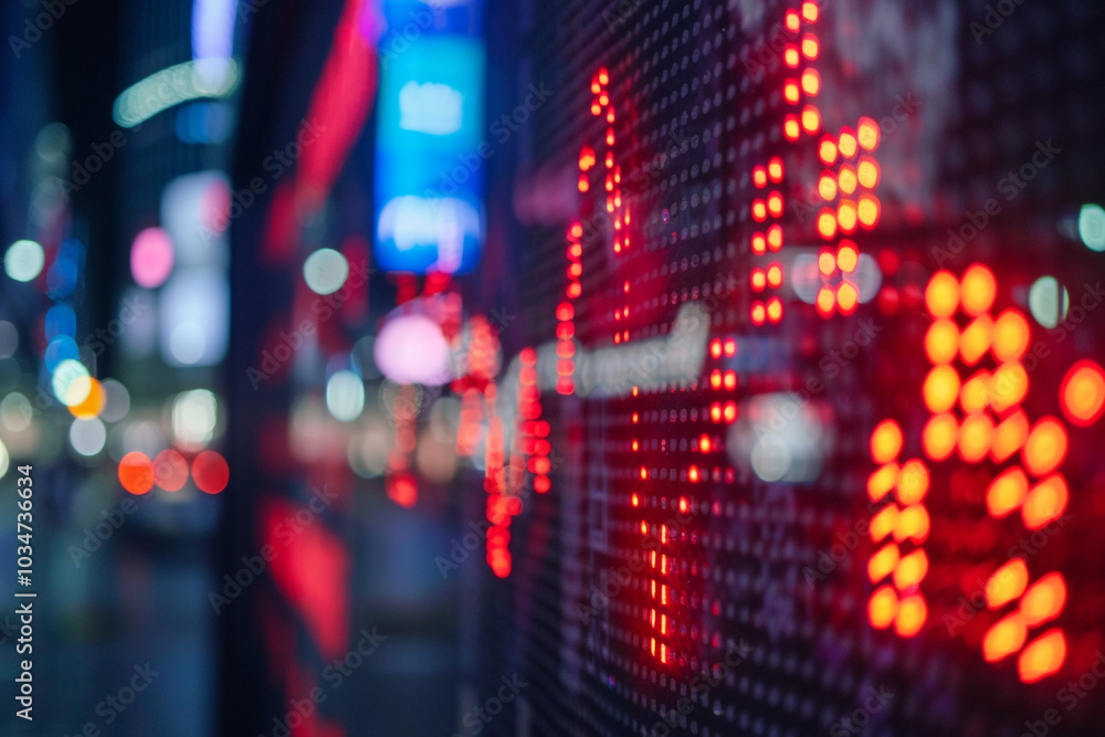 LED Display Showing Stock Market Data