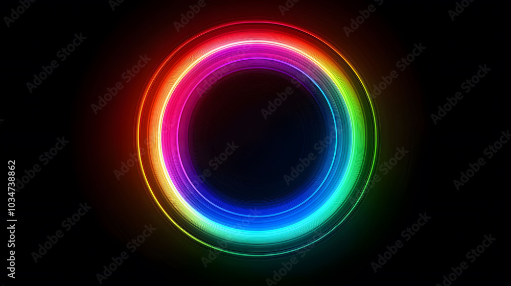 Vibrant Circular RGB Glow, a mesmerizing display of 16.8 million colors radiating outward from the center, creating a captivating visual effect Vibrant Circular RGB Glow, a mesmerizing display of 16.8 million colors radiating outward from the center, creating a captivating visual effect