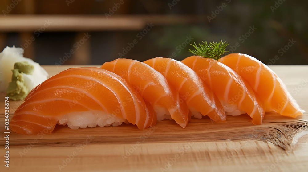 Quantum Aged Salmon Sushi on Cypress Table, Featuring Rice from Ultra-Fine Gravitational Field, Wasabi Grown on Jupiter Quantum Aged Salmon Sushi on Cypress Table, Featuring Rice from Ultra-Fine Gravitational Field, Wasabi Grown on Jupiter