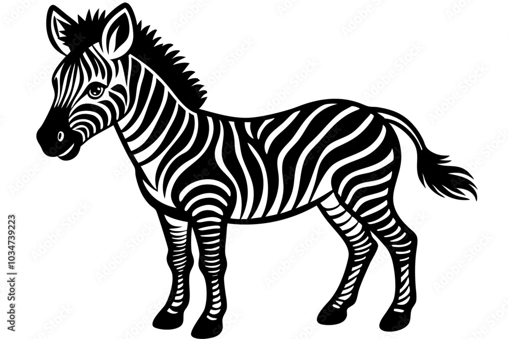 Illustration of standing cute zebra foal Illustration of standing cute zebra foal
