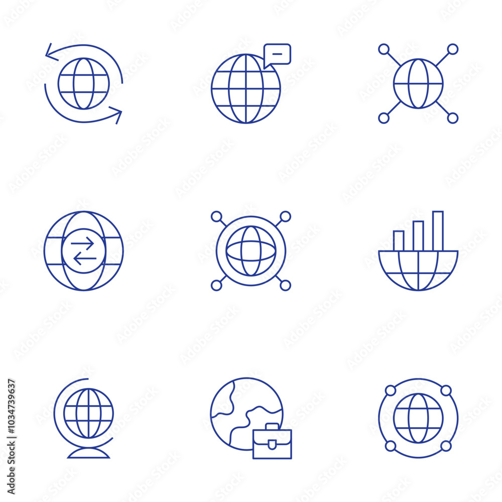 Global icons set. Thin Line style, editable stroke. communications, global, global communication, global network, global services, online transfer, trade, world Global icons set. Thin Line style, editable stroke. communications, global, global communication, global network, global services, online transfer, trade, world