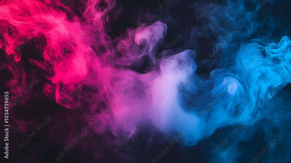 Neon pink and blue smoke swirling softly in the corner, captivating contrast against a deep black backdrop, vibrant and dynamic visual energy Neon pink and blue smoke swirling softly in the corner, captivating contrast against a deep black backdrop, vibrant and dynamic visual energy