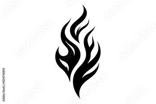 Fire tattoo tribal design sketch | isolated vector silhouette illustration on white background