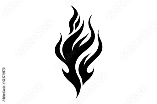 Fire tattoo tribal design sketch | isolated vector silhouette illustration on white background