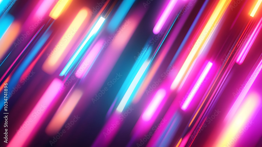 Fototapeta premium Vibrant neon abstract design, dynamic colors, energetic atmosphere, perfect for a reggaeton game card, engaging and lively visual appeal