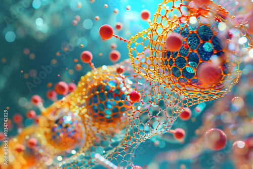 Abstract 3D Rendering of a Molecular Structure