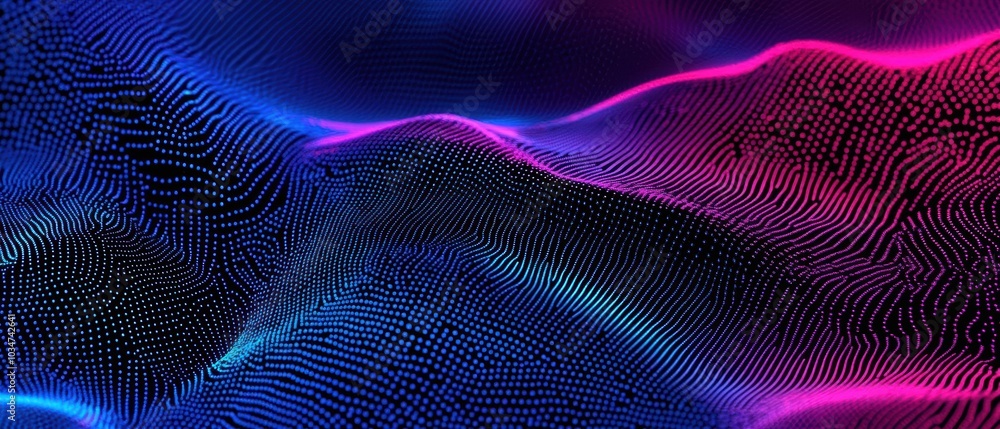 Vibrant abstract waves of blue and pink light creating a dynamic digital landscape. Vibrant abstract waves of blue and pink light creating a dynamic digital landscape.