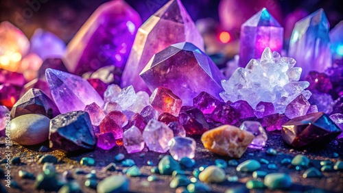 A symphony of colors, textures, and shapes, a mesmerizing display of crystalline wonders, sparkling with iridescent hues.