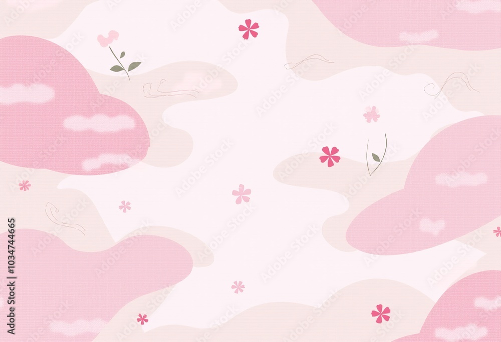 Spring-Inspired Cherry Blossom Background: Abstract Nature Illustration with Overlapping Elements and Ornate Details in Pastel Colors Spring-Inspired Cherry Blossom Background: Abstract Nature Illustration with Overlapping Elements and Ornate Details in Pastel Colors