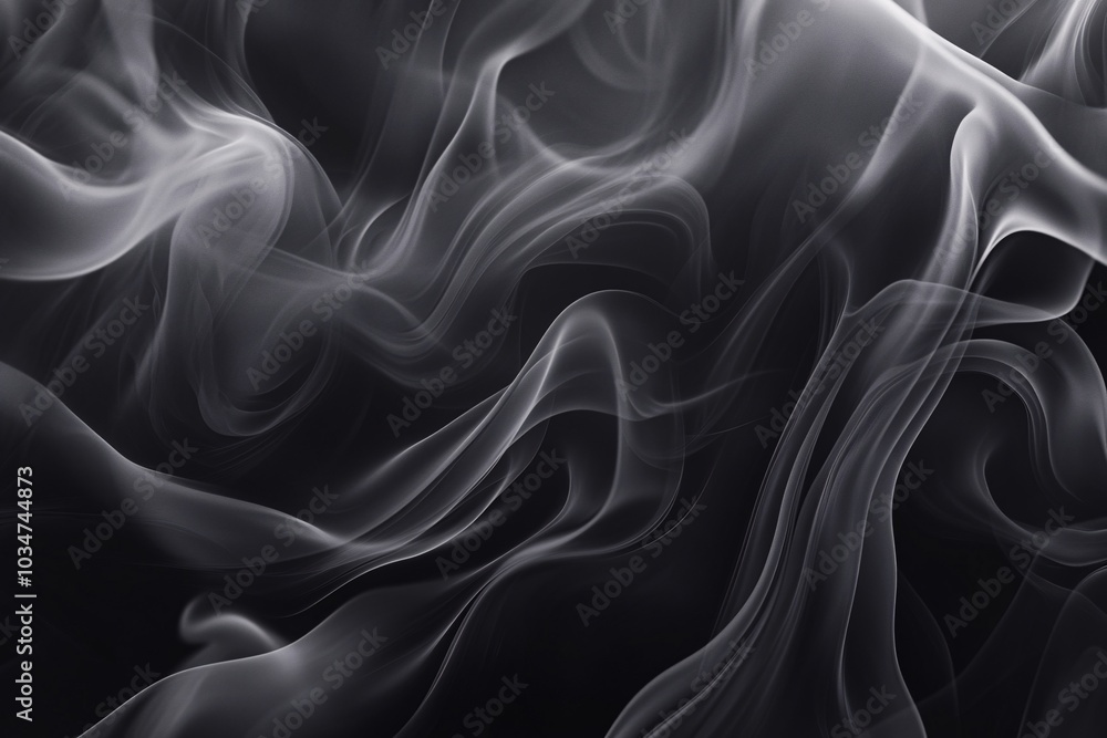 Obraz premium Abstract Black and White Swirling Smoke Design