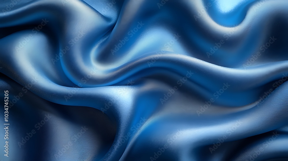 Obraz premium Abstract background with blue satin fabric waves.